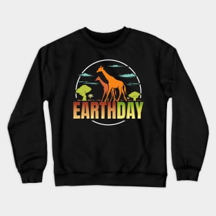 Logo Africa Giraffes In Savannah For Earth Day Crewneck Sweatshirt